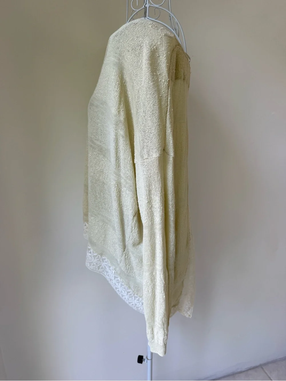 Free People Linen Blend Lace Back Sweater Cream Open Back Top S Boho